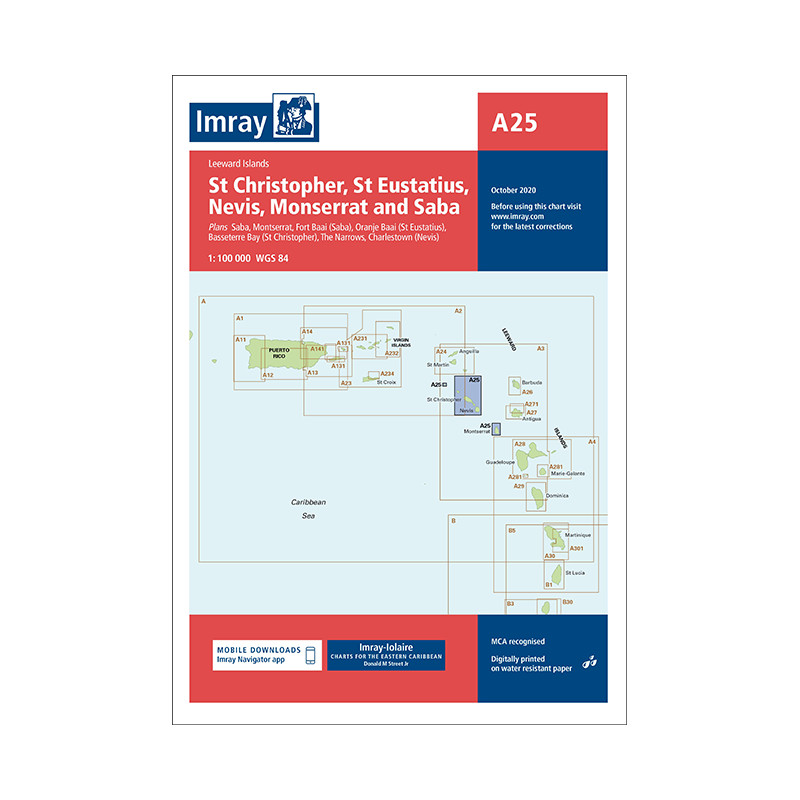 Imray A25 St Eustatius, St Christopher, Nevis, Monserrat and Saba